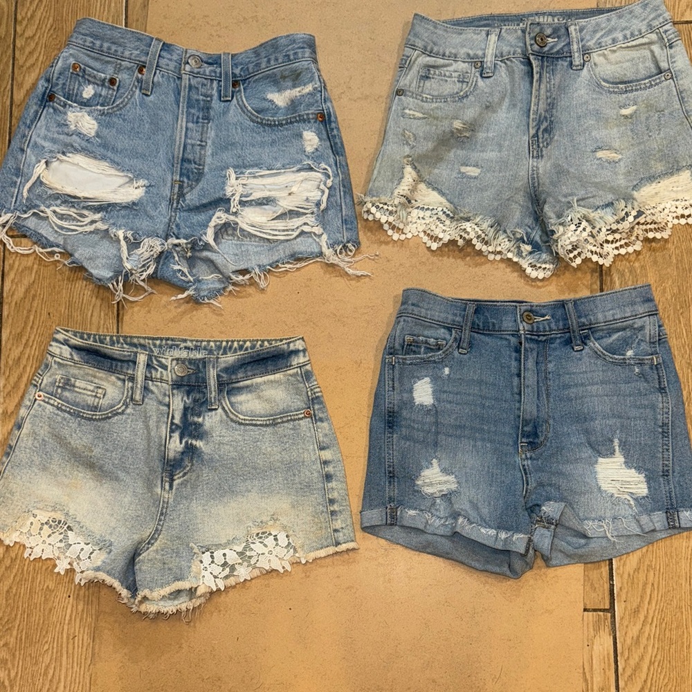 Levi's Hollister Women’s Jean Shorts Distressed High Rise Daisy Dukes 0/24 - Picture 1 of 10